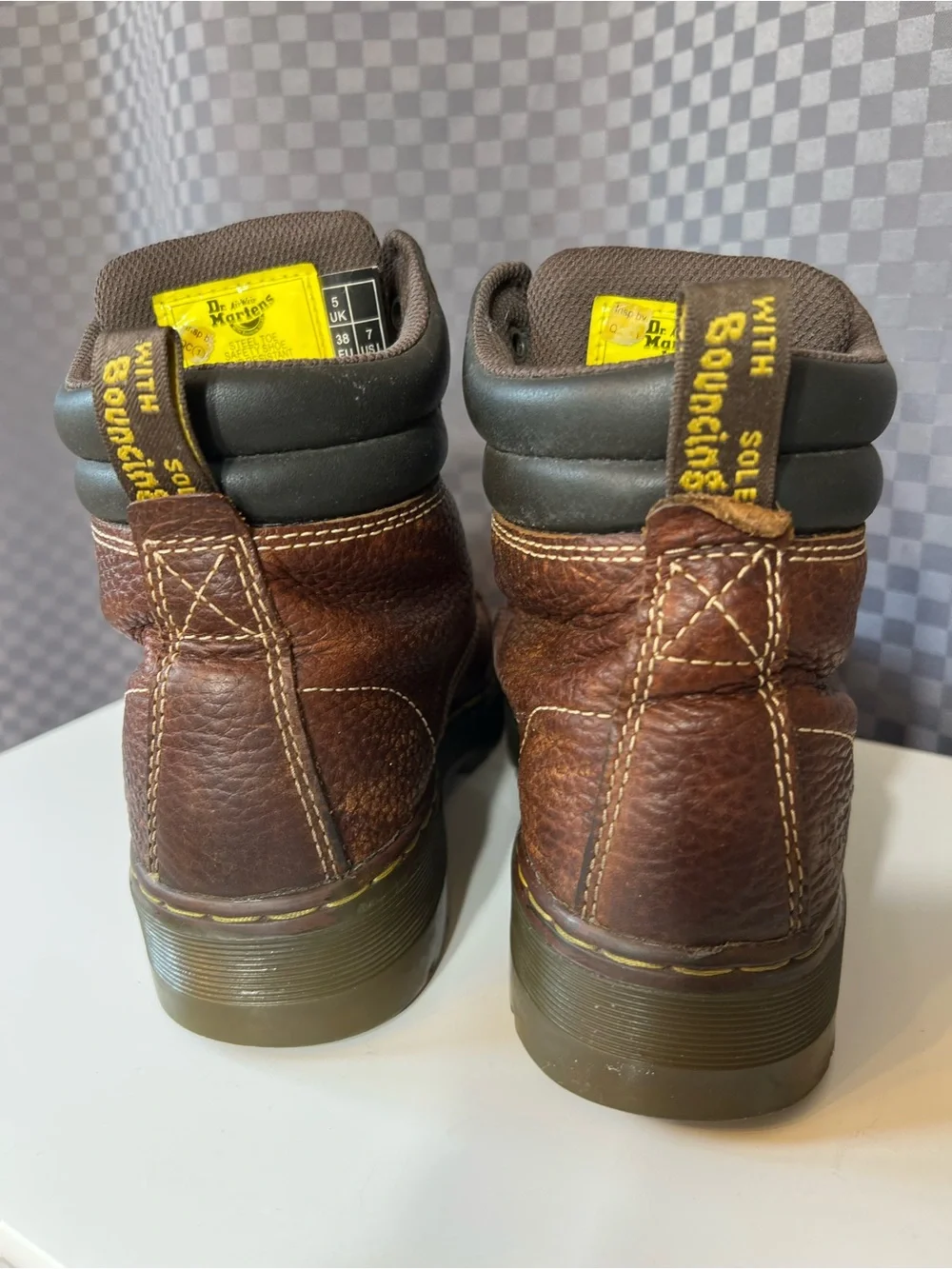 Dr Martens Leather Work Industrial Boots Size 7 Grunge Distressed Punk Gilbreth